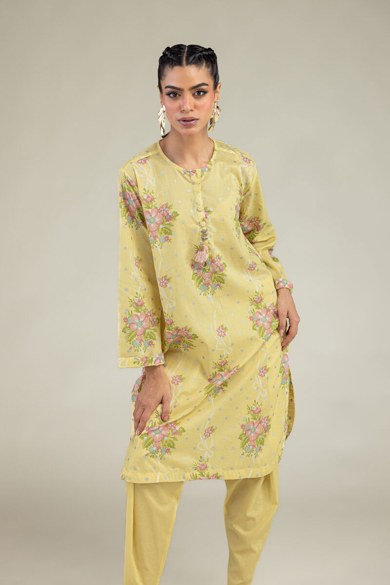 Printed | Cambric | Floral Yellow Kurta | USD 35.00