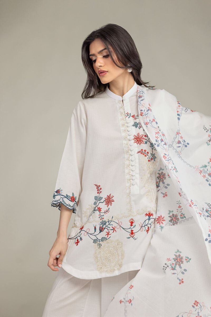 Embroidered | Cotton Net | Floral Cotton Dupatta | USD 25.00