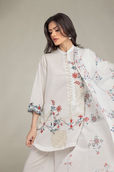 Embroidered | Cotton Net | Floral Cotton Dupatta | USD 25.00