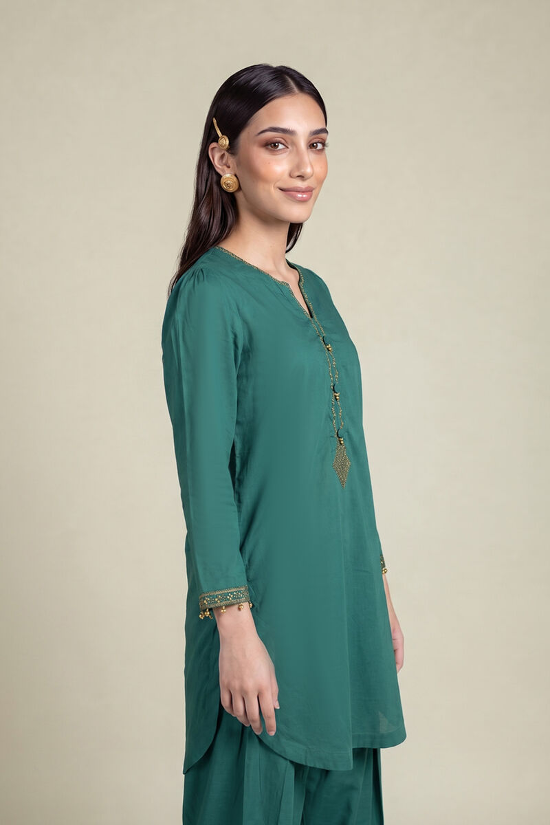Embroidered | Cambric | Teal Cambric Kurta | USD 40.00