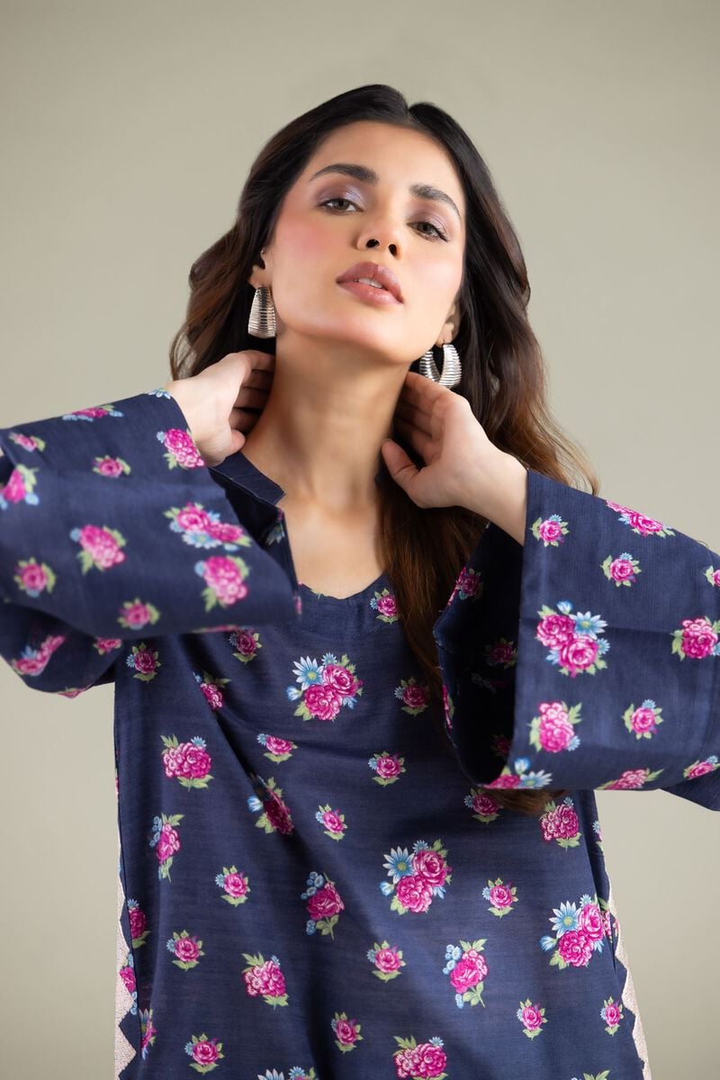 Embroidered | Textured Cotton | Floral Longline Kurta | USD 35.00