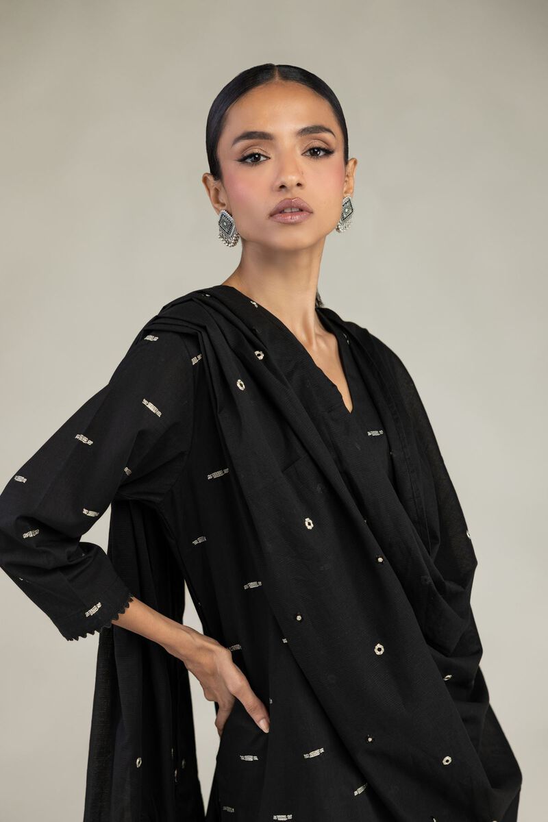 Textured Lawn | Embroidered | Black Lawn Dupatta | USD 35.00