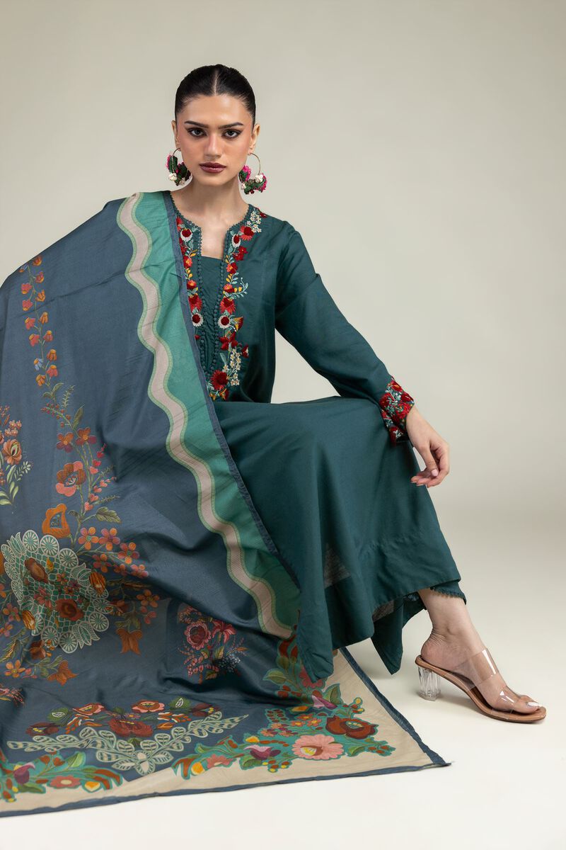 Embroidered | Polyester Silk | Floral Silk Dupatta | USD 30.00
