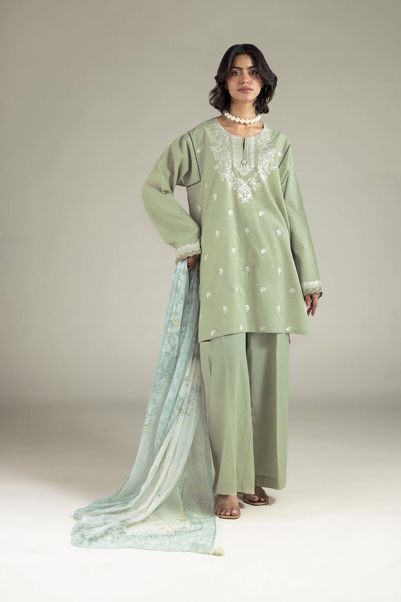 Embroidered | Cotton Dobby | Floral Tailored 3-Piece | USD 65.00