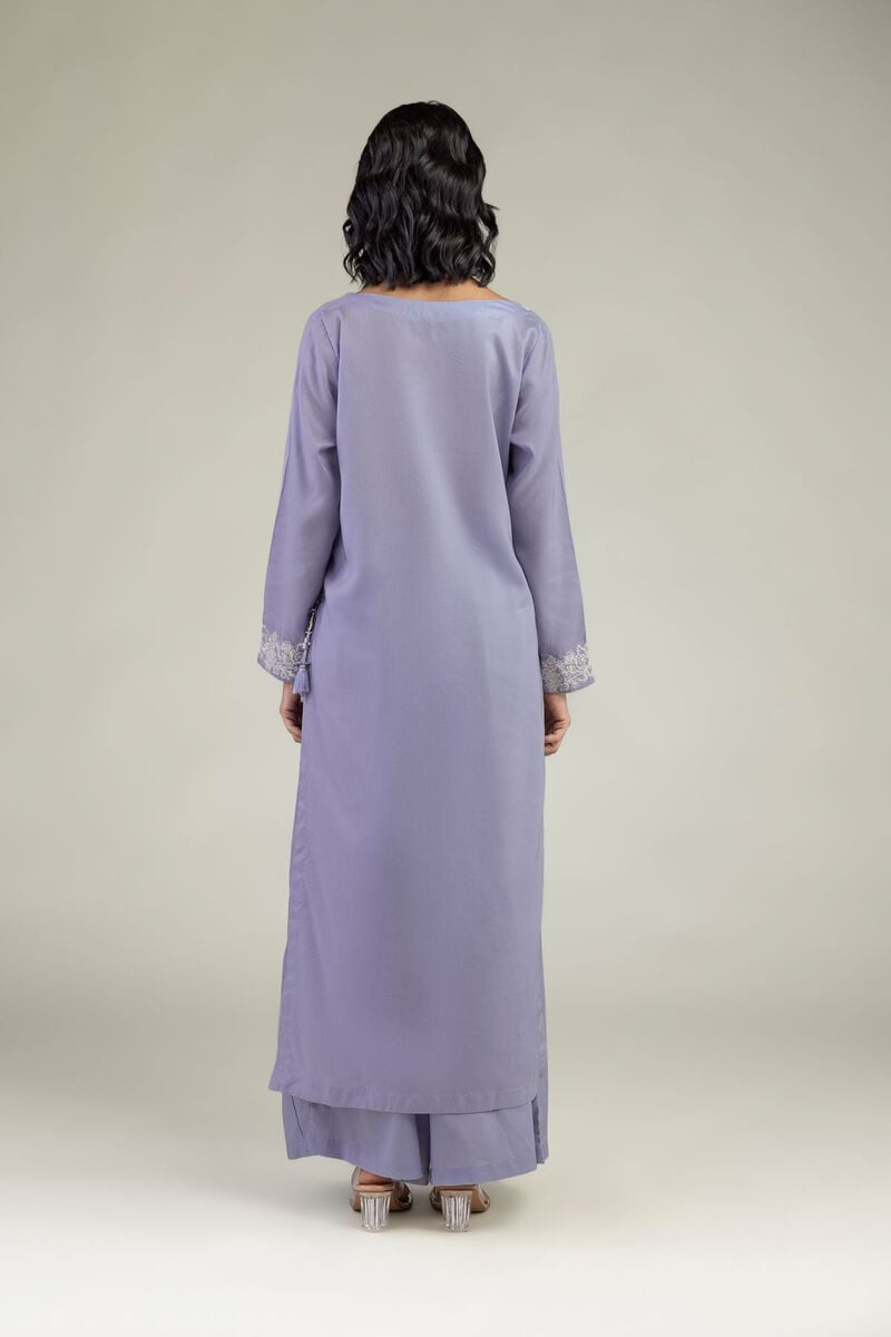 Embroidered | Lyocell | Long Lavendar Kurta | USD 40.00