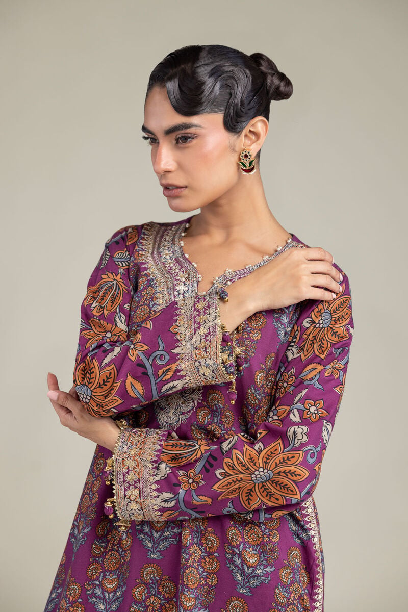 Embroidered | Raw Silk | Floral Short Kurta | USD 65.00