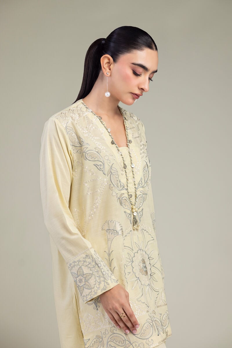Embroidered | Raw Silk | Silk Floral Kurta | USD 60.00