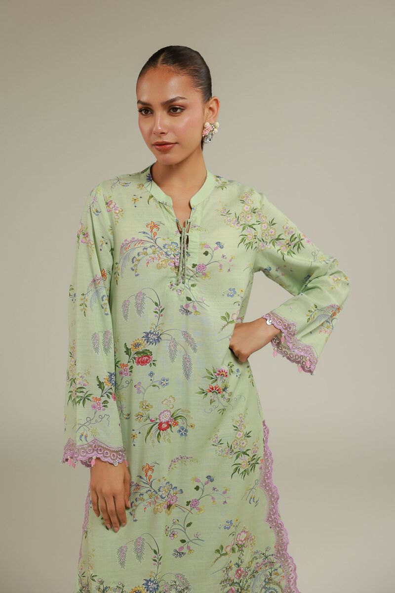 Embroidered | Raw Silk | Floral Longline Kurta | USD 60.00