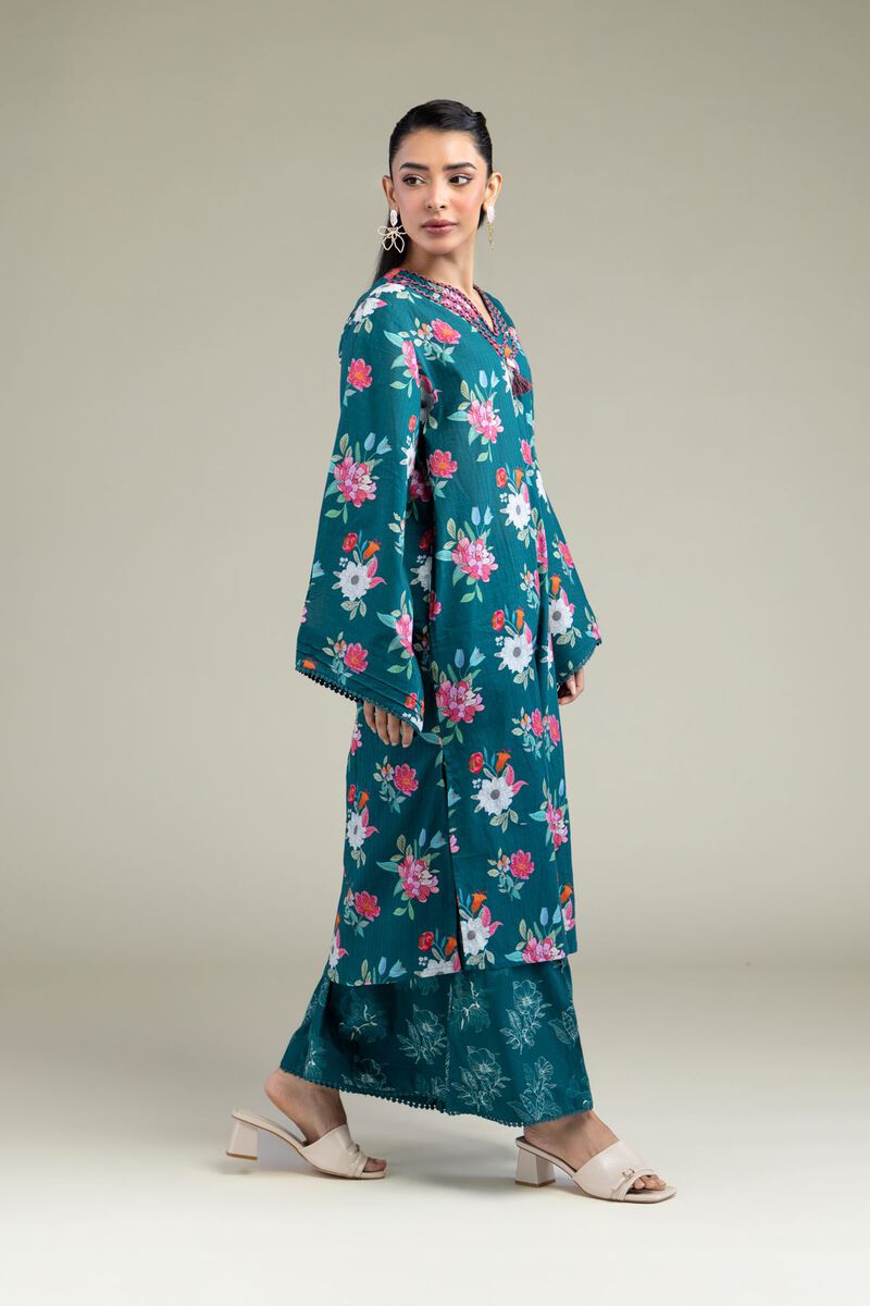 Printed | Cotton Dobby | Floral Teal Pants | USD 30.00