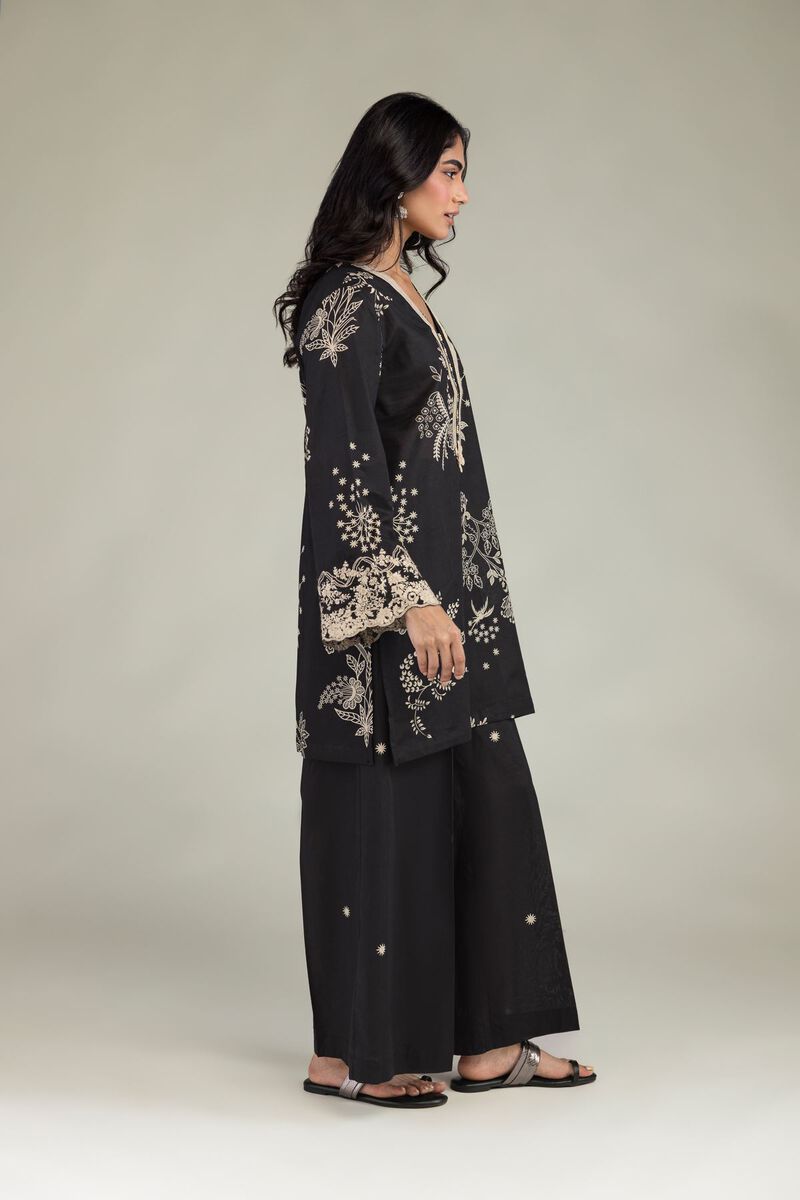 Embroidered | Cambric | Short Black Kurta | USD 35.00