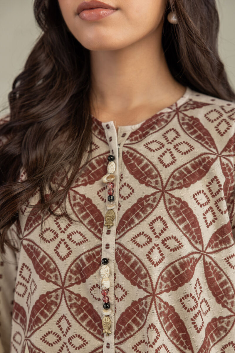 Printed | Cotton Dobby | Beige Cotton Kurta | USD 30.00