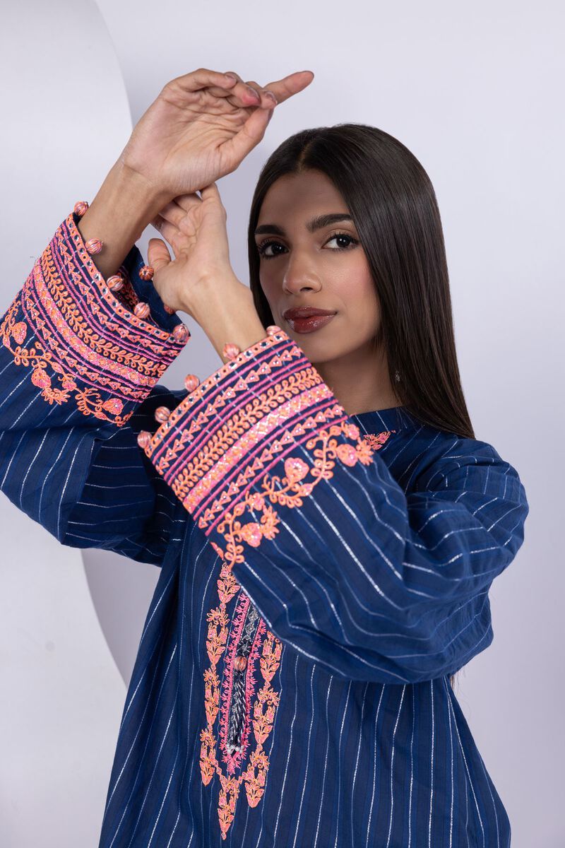 Embroidered | Lurex Stripes | Kurta | USD 12.00