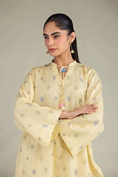 Printed | Cotton Viscose | Short Yellow Kurta | USD 40.00