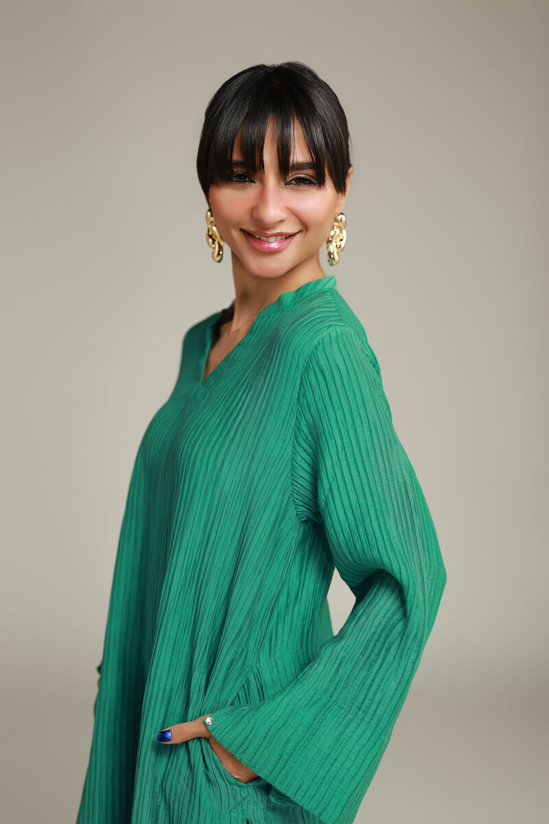 Dyed | Blended Crinkle | Solid Long Kurta | USD 35.00