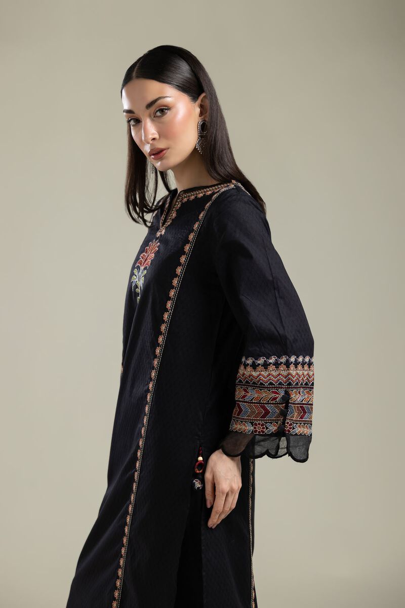 Embroidered |Cotton Dobby | Black Embroidered Kurta | USD 40.00