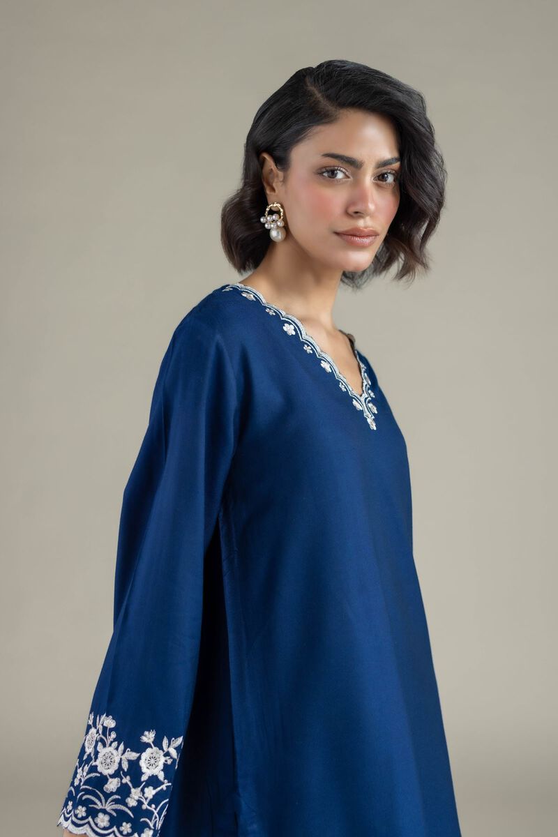 Embroidered | Heavy Blended Viscose | Floral Scalloped Kurta | USD 35.00