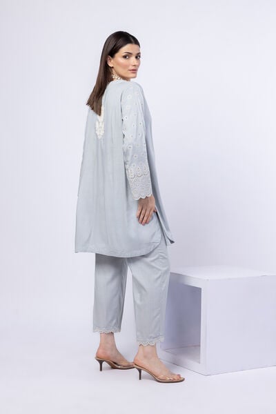 Embroidered | Crosshatch Raw Silk | Pants | USD 23.00