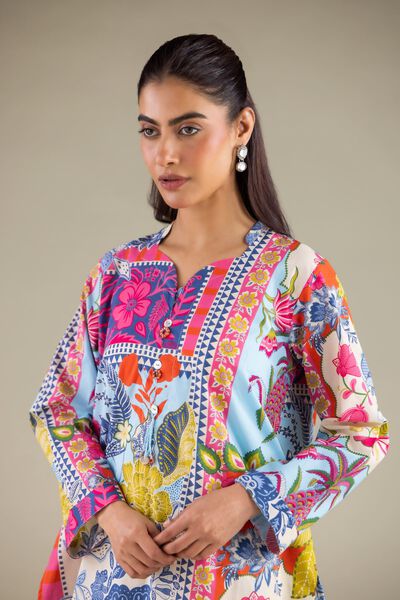 Printed | Cambric | Floral V-Neck Kurta | USD 30.00
