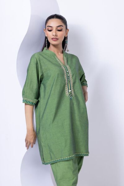 Embroidered | Chambray | Kurta | USD 30.00