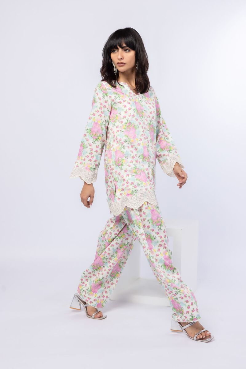 Printed | Crosshatch Raw Silk | Pants | USD 18.00
