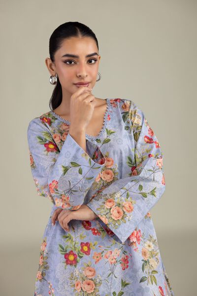Printed | Cotton Dobby | Blue Floral Kurta | USD 35.00