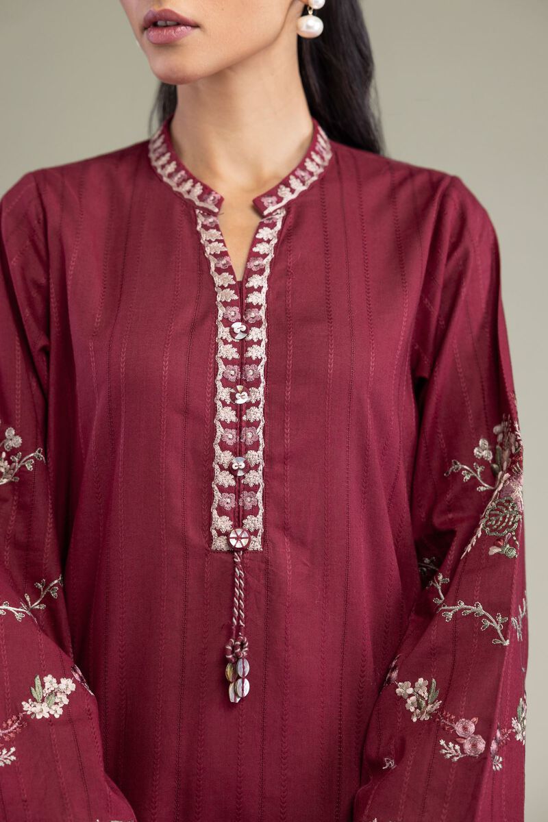 Embroidered | Textured Cotton | Floral Short Kurta | USD 45.00