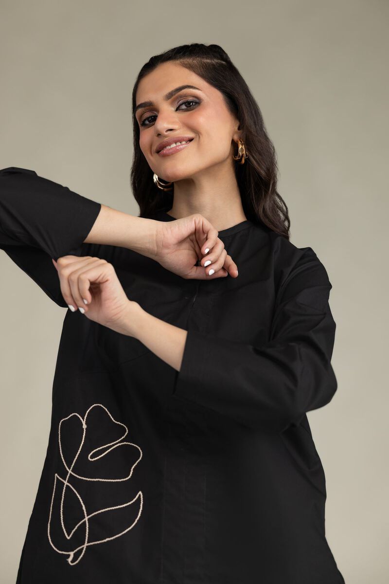 Embroidered | Poplin | Black Poplin Shirt | USD 35.00