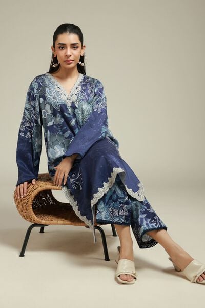 Embroidered | Satin | Tailored 2 Piece | Top and Bottom | USD 60.00