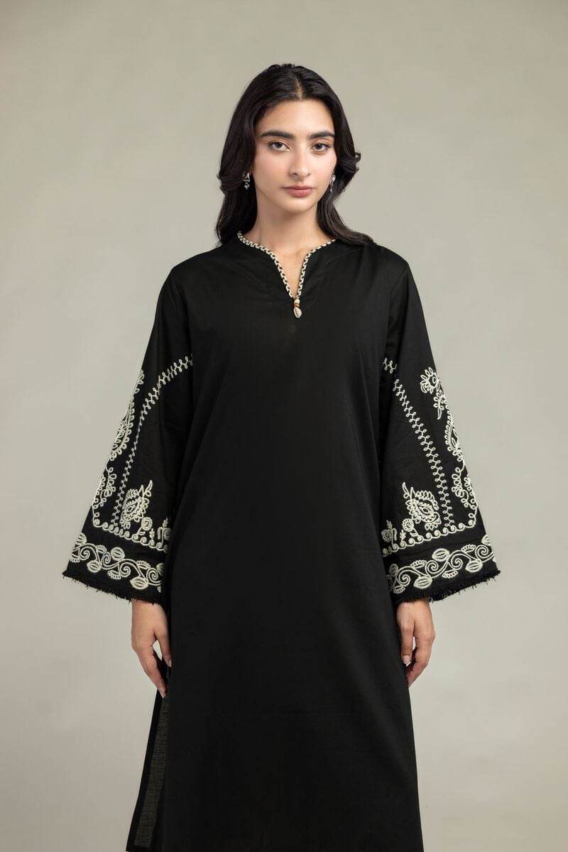 Embroidered | Cambric | Black Cambric Kurta | USD 40.00