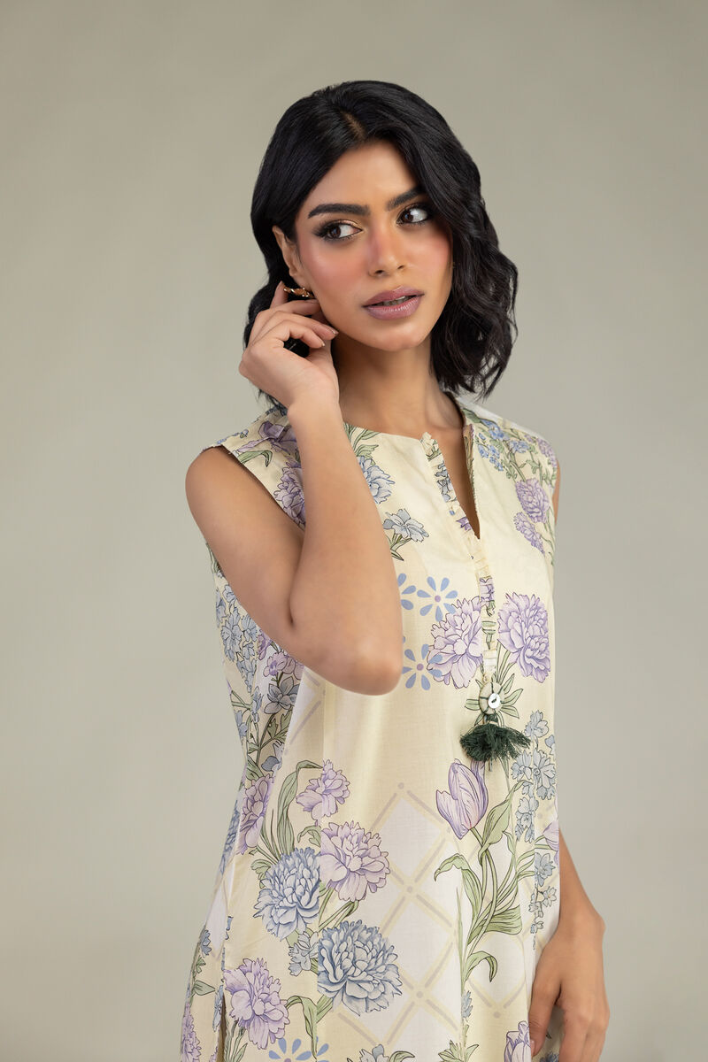 Embroidered | Cambric | Floral Sleeveless Kurta | USD 35.00