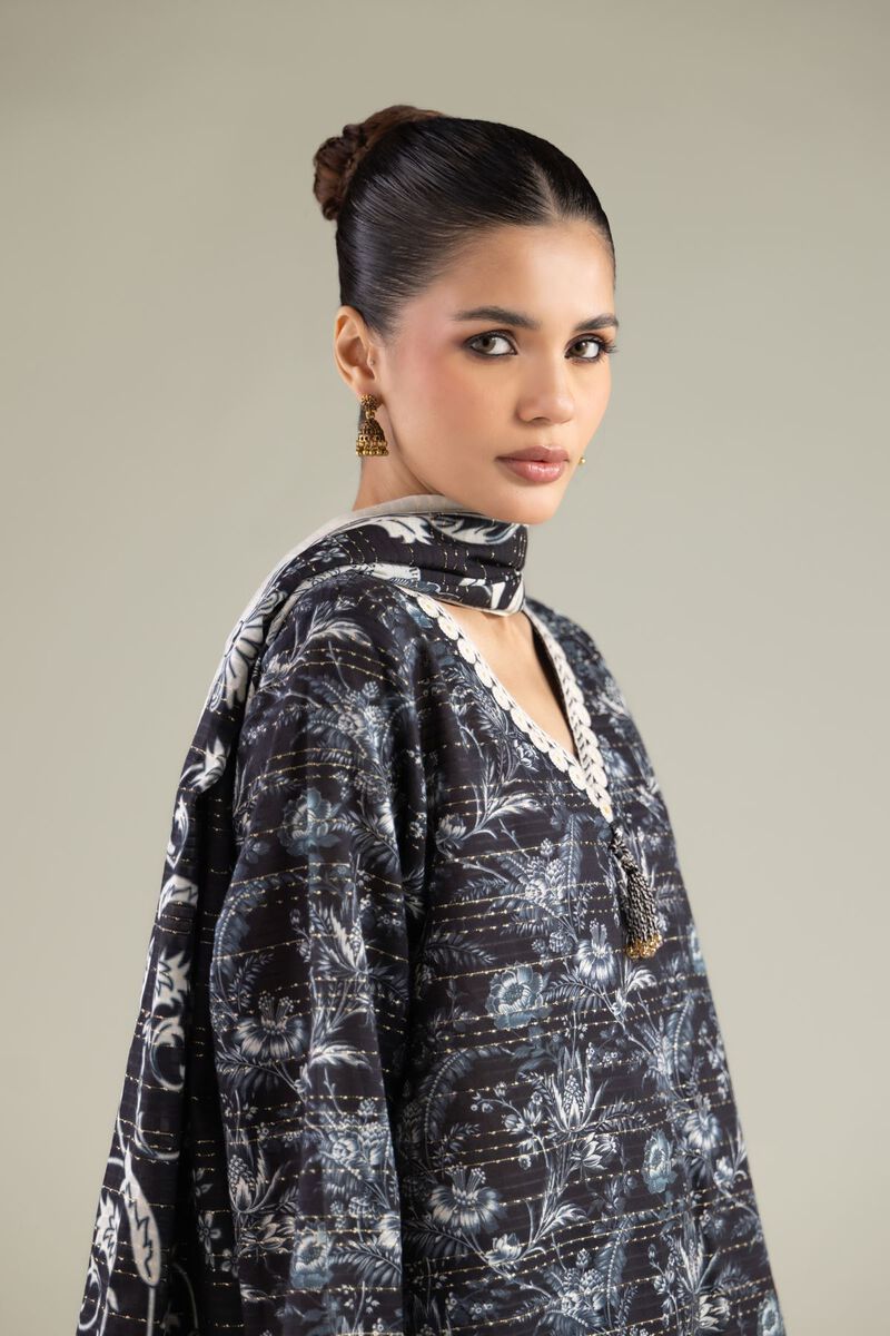 Embroidered | Mesuri Dobby | Black 3-Piece Tailored | USD 70.00