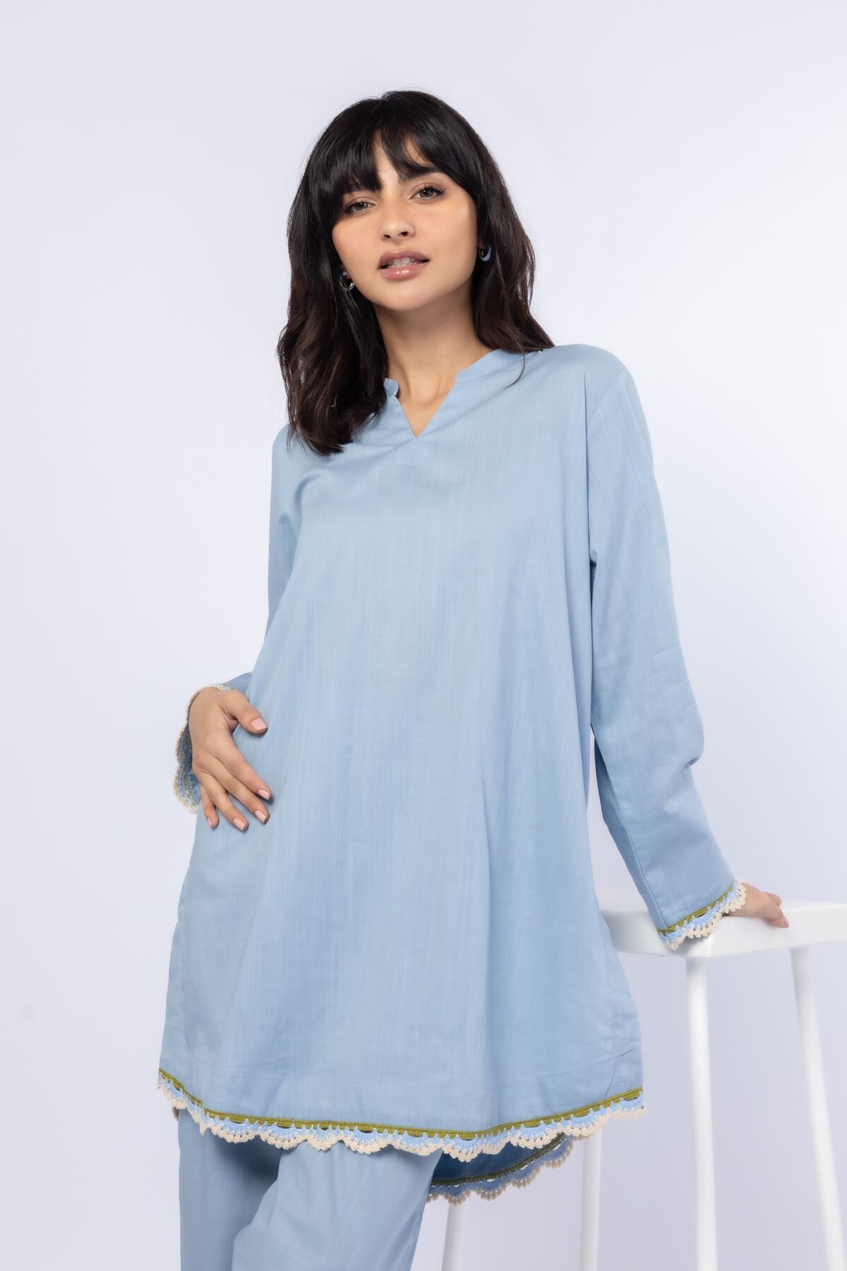 トップス kazu Crimp Cotton Anglaise Embroidery Dress | Pasand by ne Quittez pas