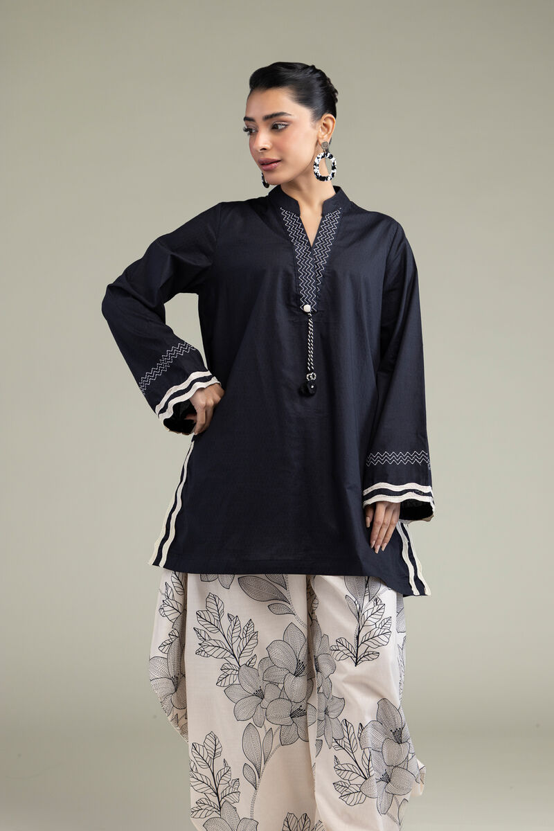 Embroidered | Cotton Dobby | Black Cotton Kurta | USD 10.50