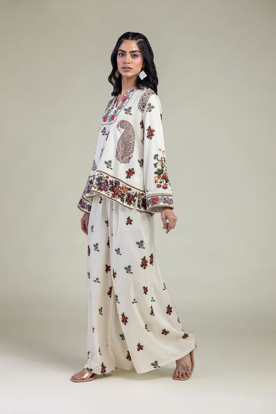 Embroidered | Viscose Crepe | Floral Viscose Trousers | USD 35.00