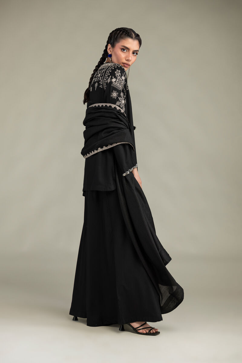 Embroidered | Polyester Silk | Black Silk Dupatta | USD 35.00