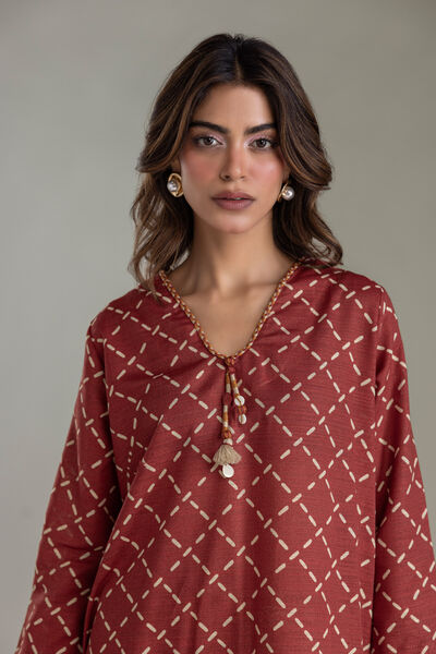 Printed | Light Khaddar | Longline Khaddar Kurta | USD 35.00