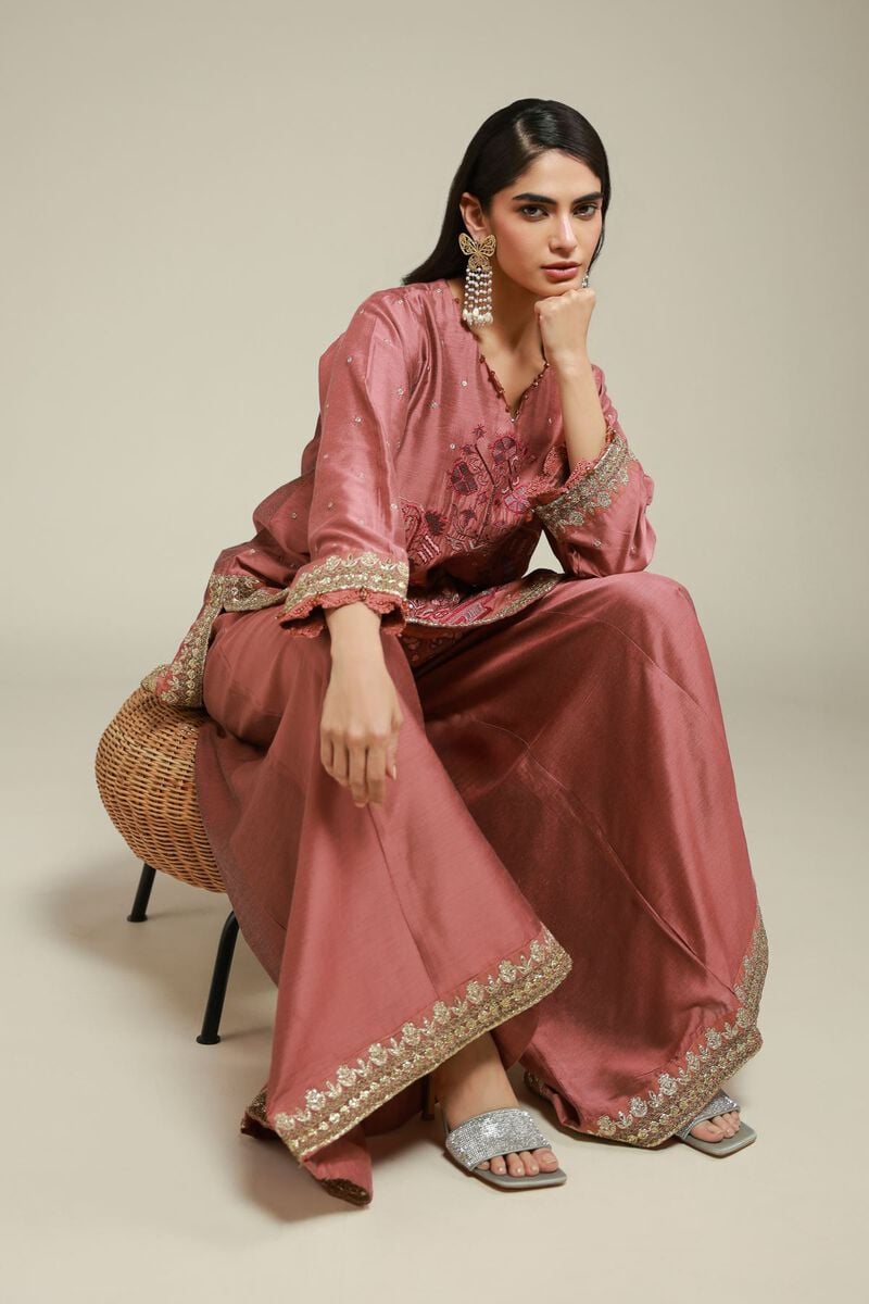 Embroidered | Raw Silk | 2 Piece Co-ord Set | Top and Bottom | USD 85.00