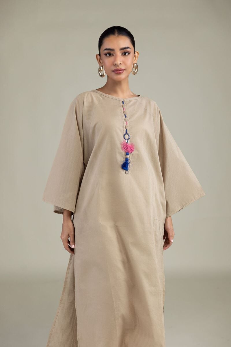 Dyed | Textured Cotton | Beige Cotton Kurta | USD 35.00
