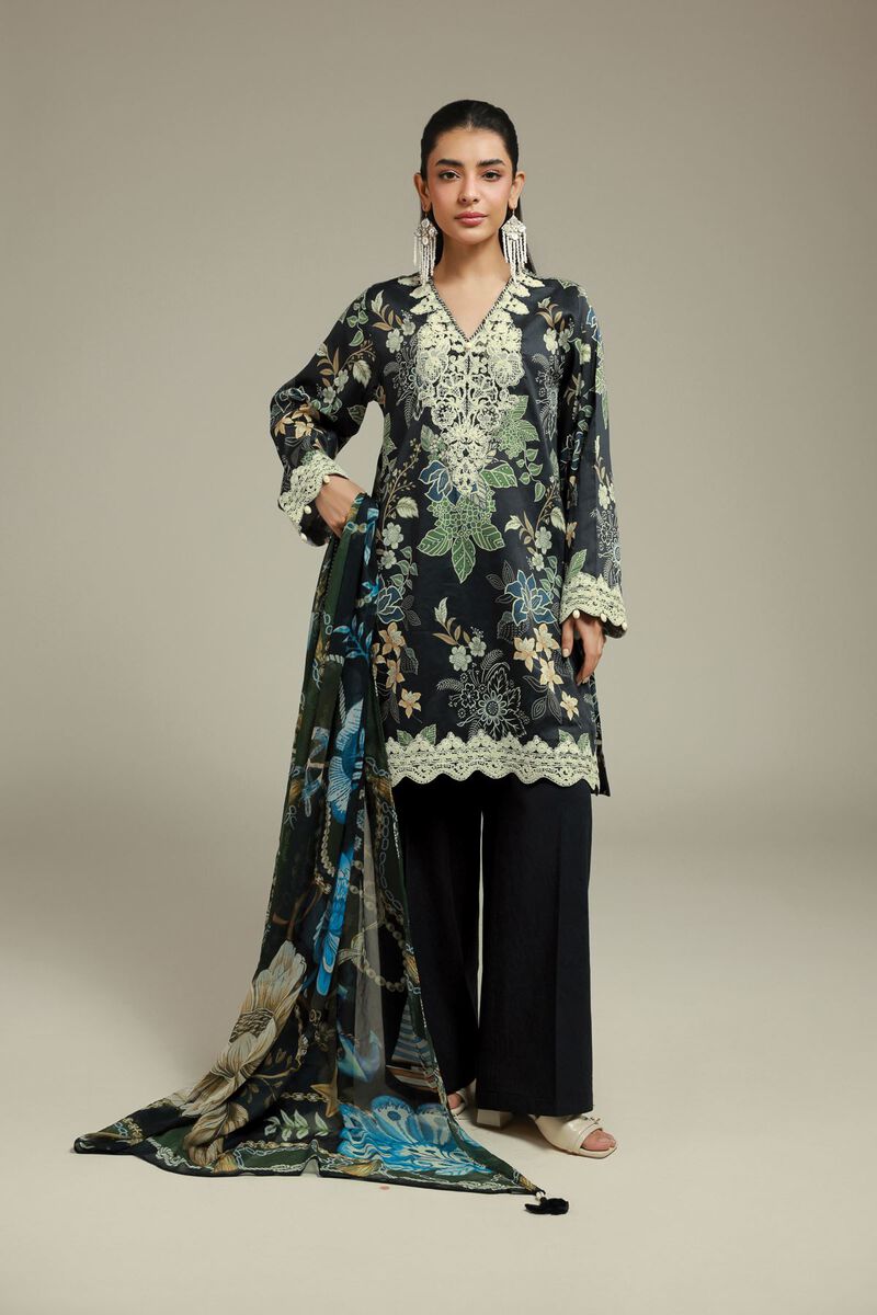 Embroidered | Satin | 3-Piece Tailored Suit | USD 75.00