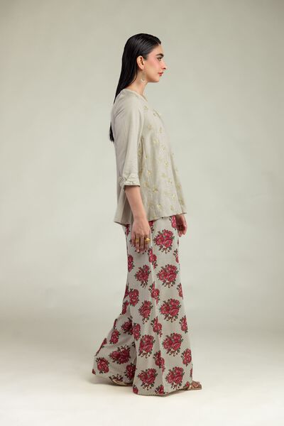 Embroidered | Raw Silk | Silk Floral Pants | USD 30.00