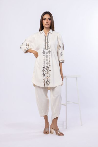 Embroidered | Crosshatch Poplin | Kurta | USD 25.00