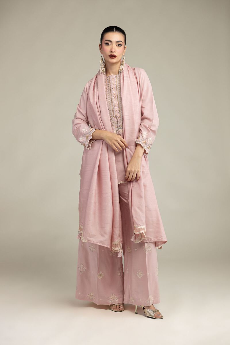 Embroidered | Polyester Silk | Light Pink Dupatta | USD 35.00