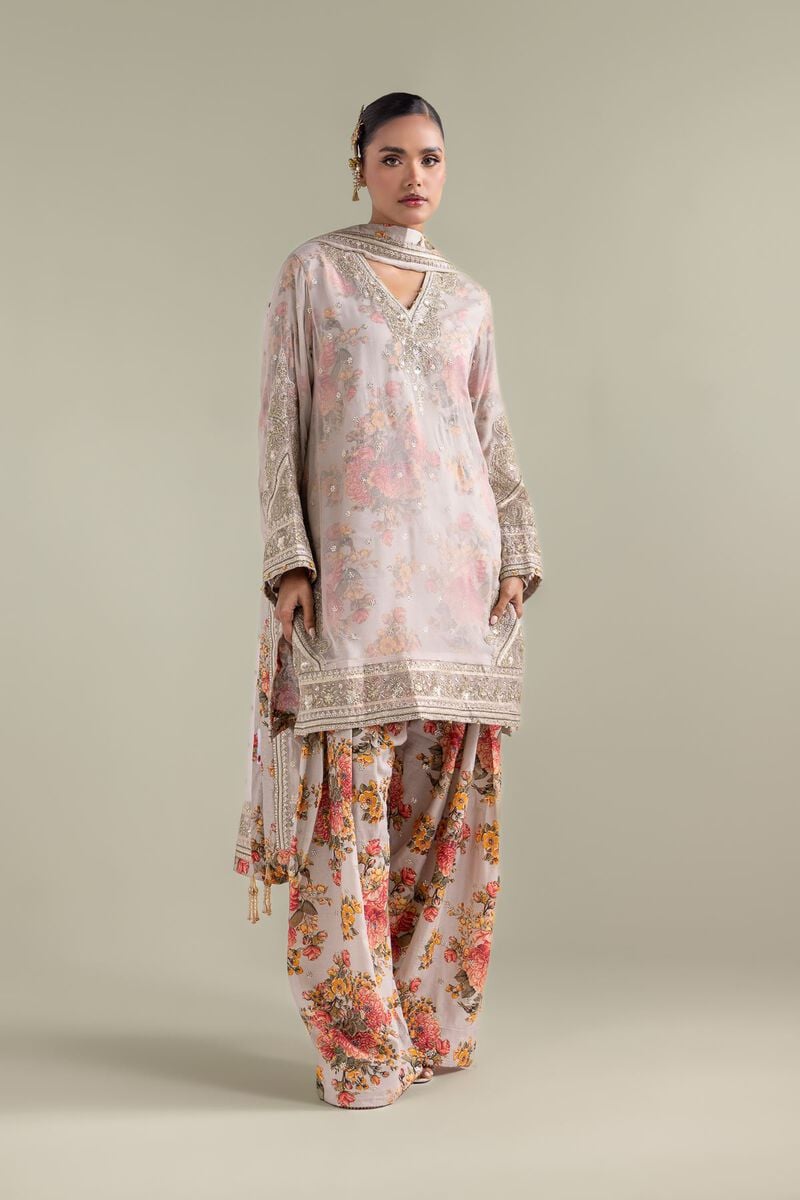 Embroidered | Chiffon | Floral Zari 3-piece | USD 180.00