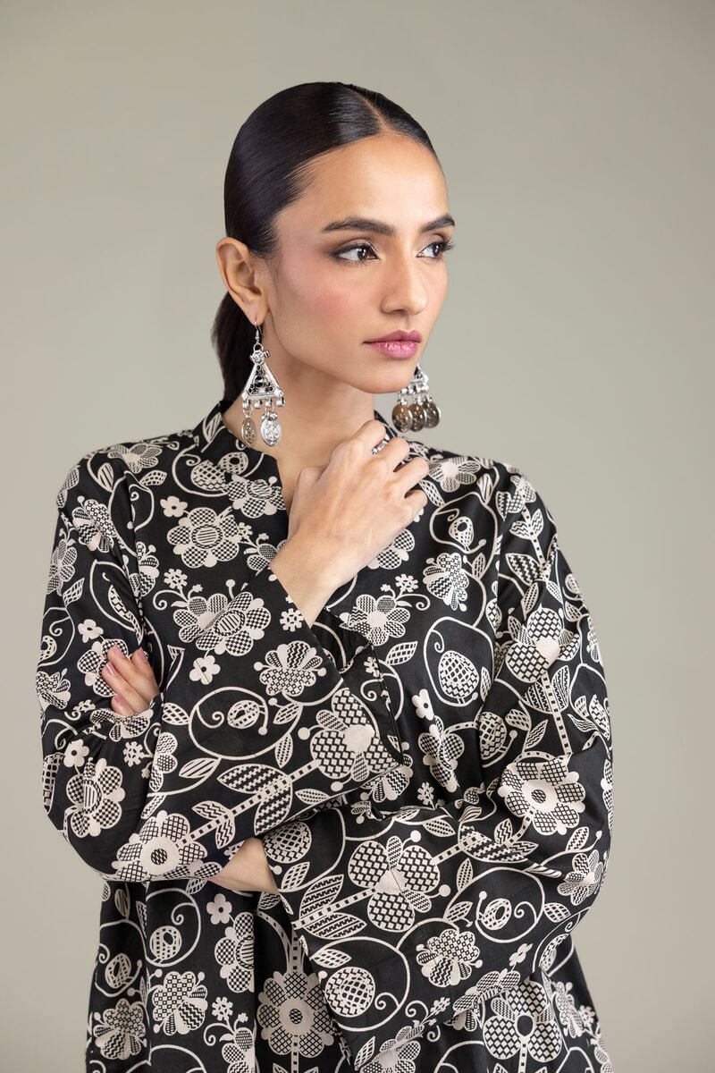 Embroidered | Cambric | Black V-Neck Kurta | USD 30.00