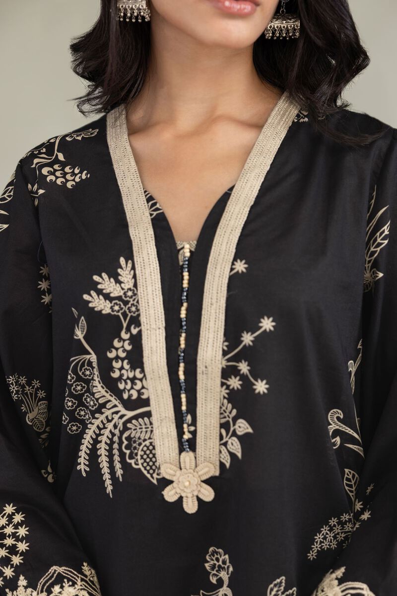 Embroidered | Cambric | Short Black Kurta | USD 35.00