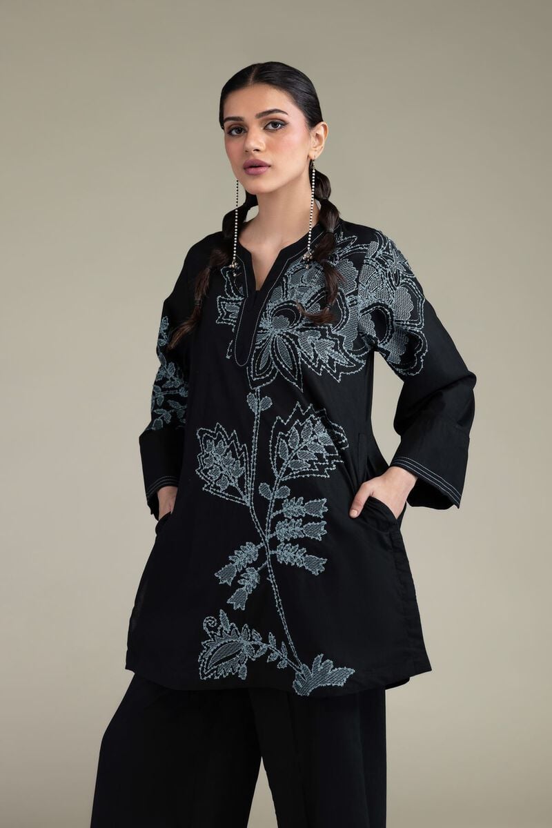 Embroidered | Cambric | Black Cambric Kurta | USD 40.00