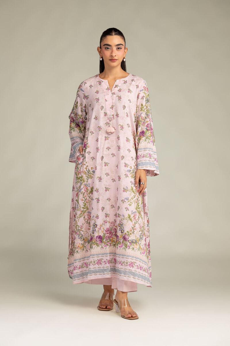 Printed | Raw Silk | Pink Silk Kurta | USD 45.00
