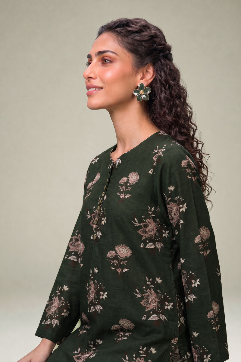 Printed | Light Khaddar | Longline Floral Kurta | USD 35.00