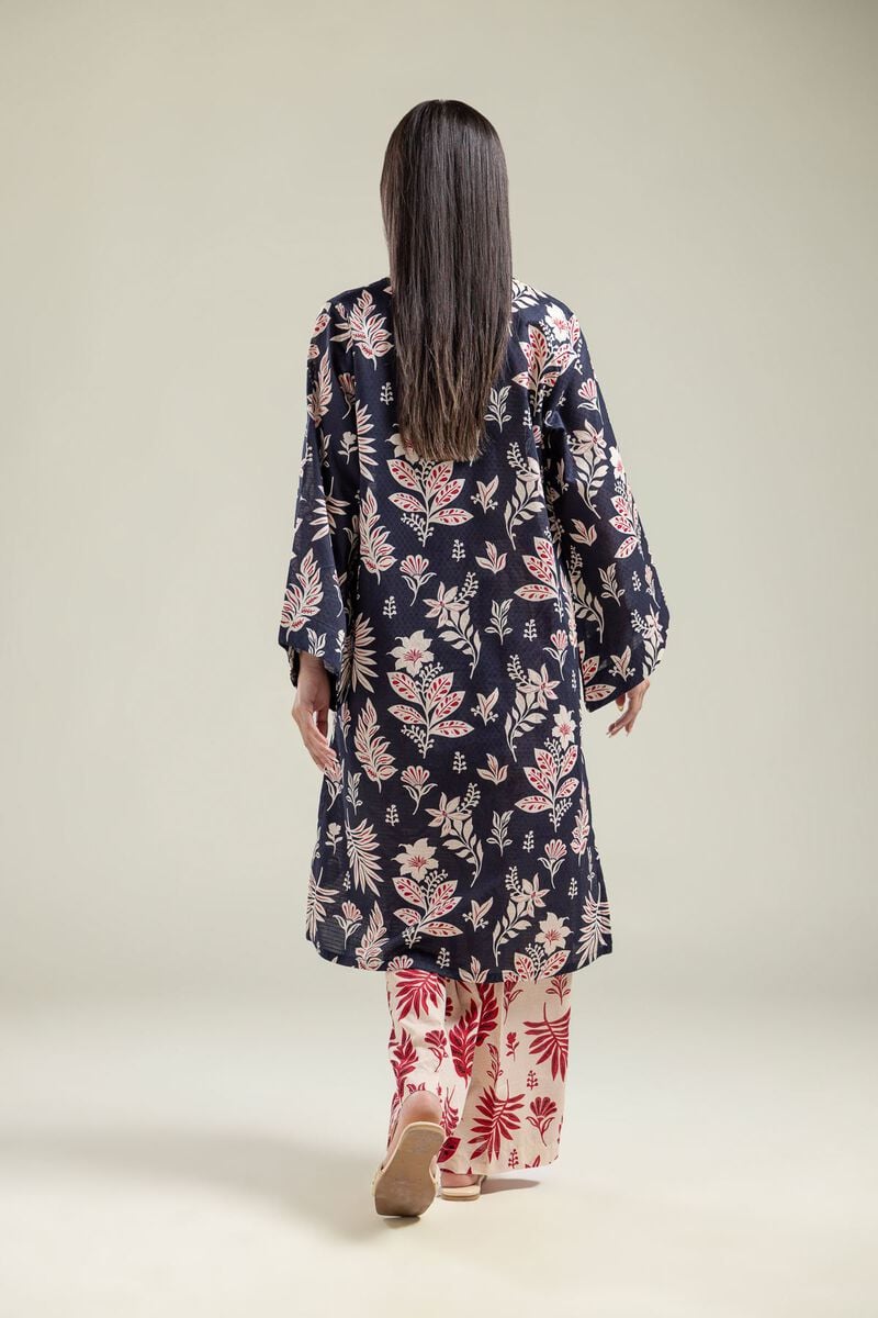 Printed | Cotton Dobby | V-Neck Navy Kurta | USD 30.00