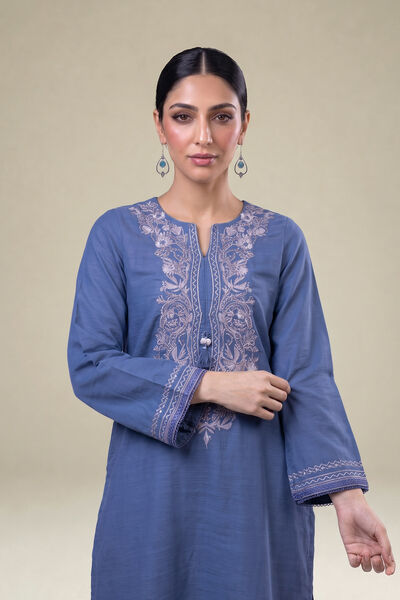 Embroidered | Light Khaddar | Embroidered Blue Kurta | USD 45.00